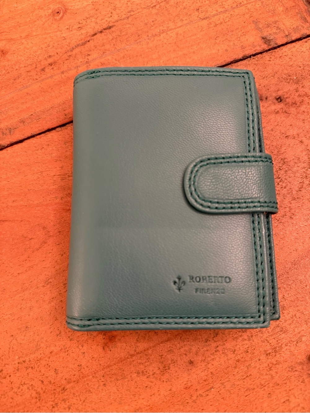Roberto Firenze Teal Leather Snap Wallet